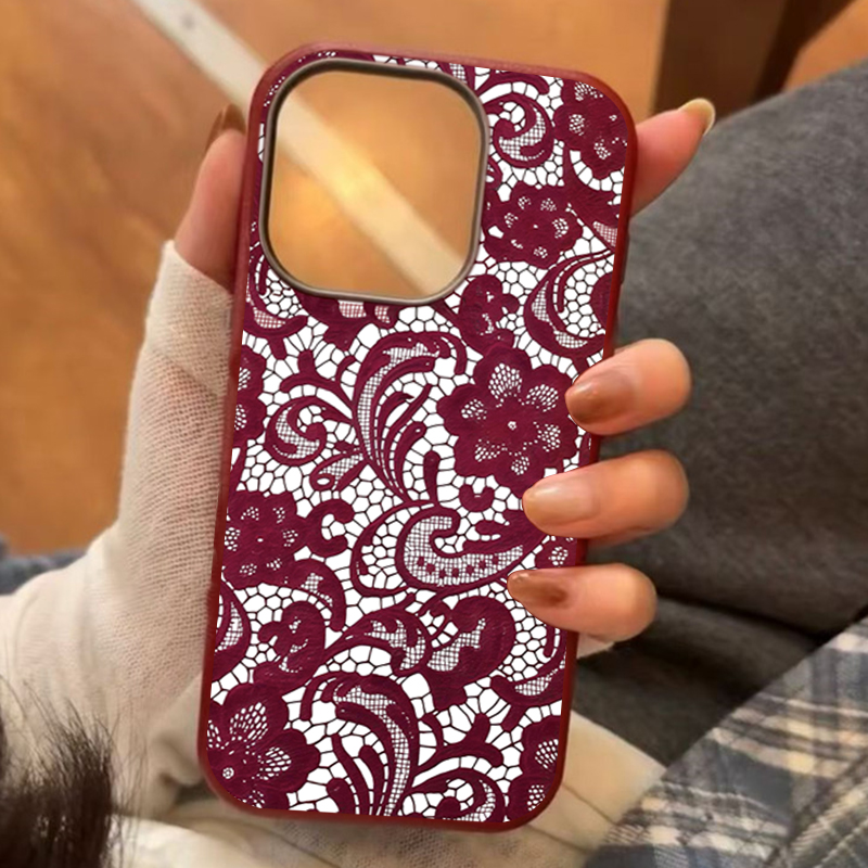 Phone Cases Trendy - Red Lace Trendy Pattern Soft TPU