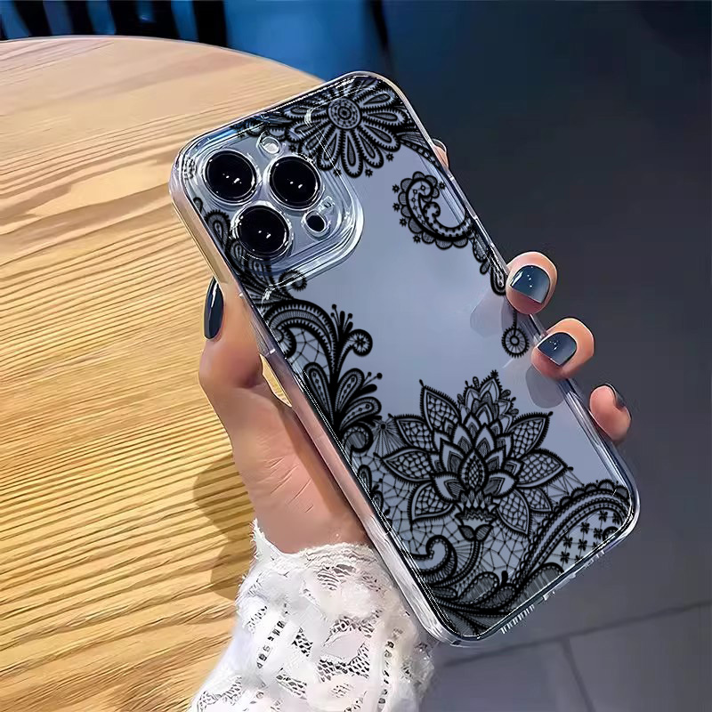 Trendy Black Lace Flower Patte - огляд і ціна Phone Cases Trendy